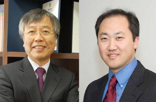유룡 IBS 나노물질 및 화학반응 연구단 단장(왼쪽), 찰스 리 미국 잭슨랩 유전체의학연구소장 - 기초과학연구원·동아일보DB 제공